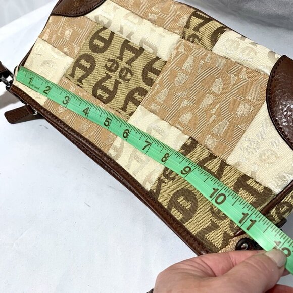 ETIENNE AIGNER Shoulder Bag Purse Signature Canvas Tan Leather Branded - Picture 16 of 16